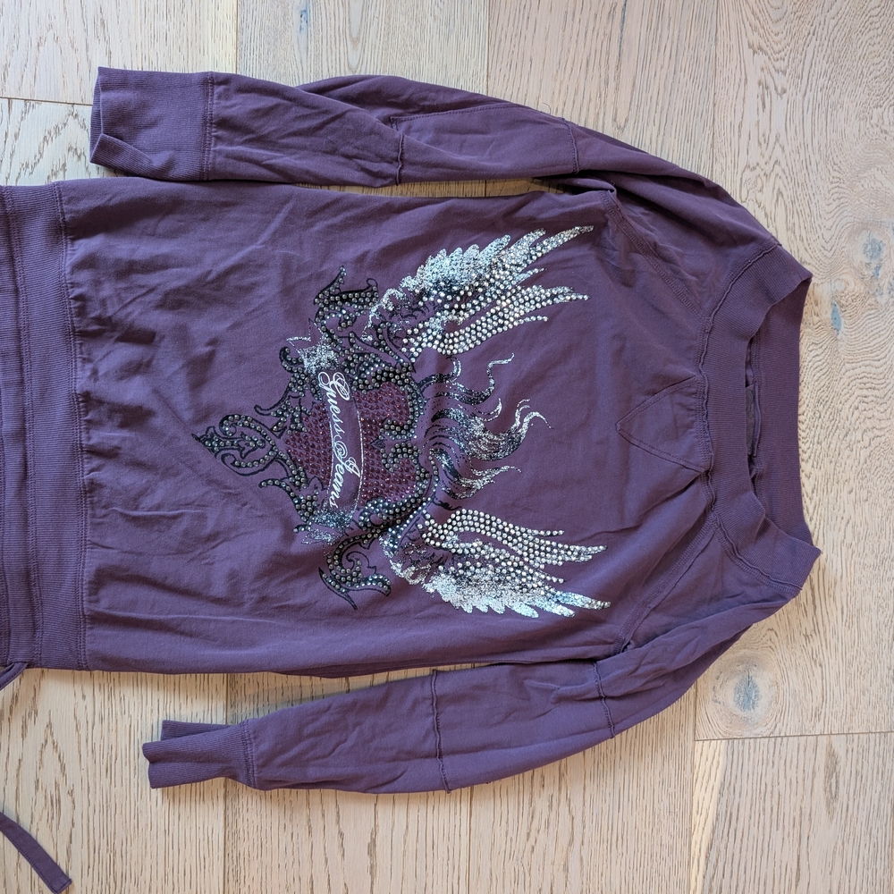 Guess Purple Long Sleeve Top with Wing Design